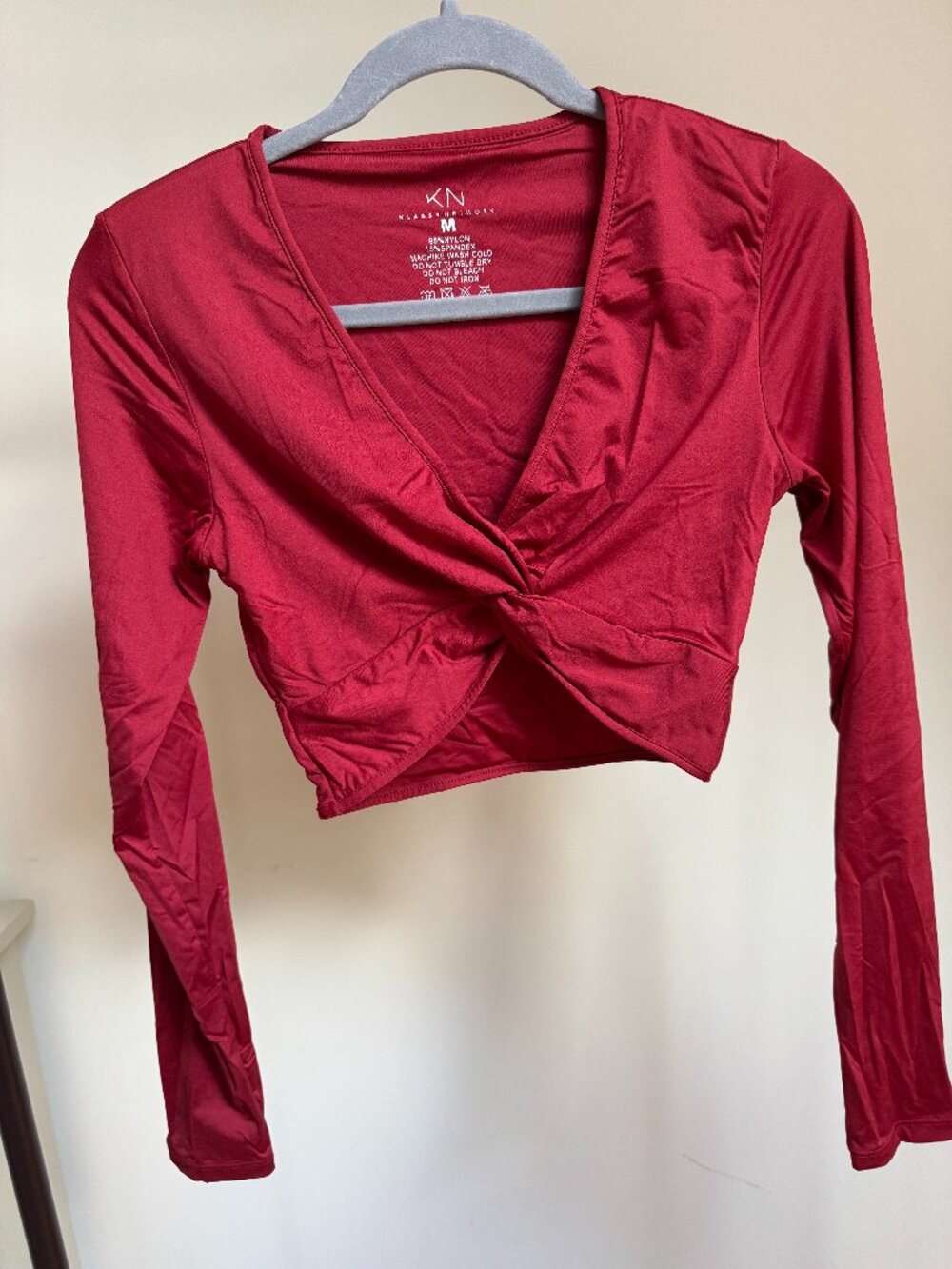 Klassy Network Red Long Sleeve Cropped Top
